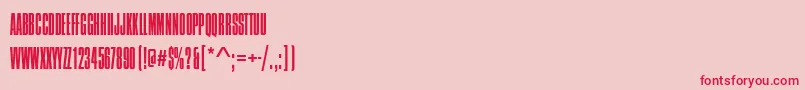Fonte CompressedNarrowLightRegular – fontes vermelhas em um fundo rosa
