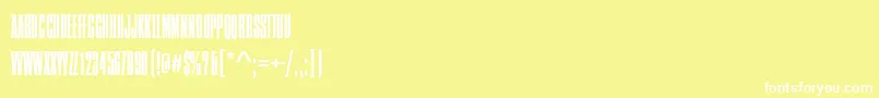 CompressedNarrowLightRegular-Schriftart – Weiße Schriften auf gelbem Hintergrund