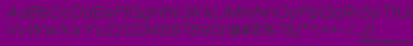 NeogramItalic-fontti – mustat fontit violetilla taustalla