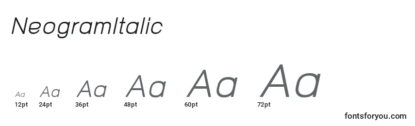 Размеры шрифта NeogramItalic
