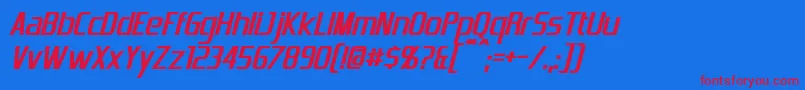 EmotionEngineBoldItalic Font – Red Fonts on Blue Background