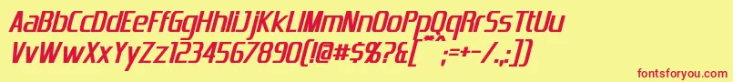 EmotionEngineBoldItalic Font – Red Fonts on Yellow Background