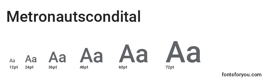 Größen der Schriftart Metronautscondital