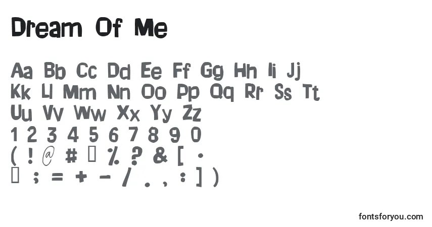 Schriftart Dream Of Me – Alphabet, Zahlen, spezielle Symbole