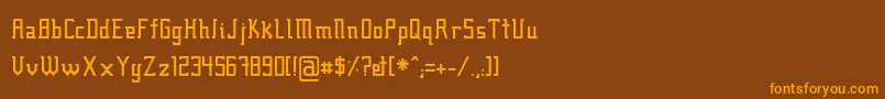 フォントFcraft01 – オレンジ色の文字が茶色の背景にあります。