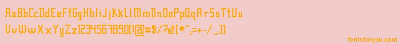 Fcraft01-fontti – oranssit fontit vaaleanpunaisella taustalla