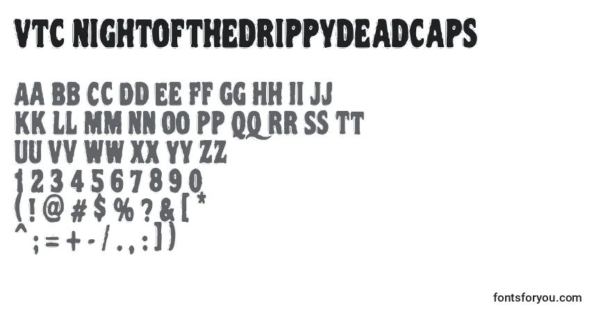 Schriftart Vtc Nightofthedrippydeadcaps – Alphabet, Zahlen, spezielle Symbole