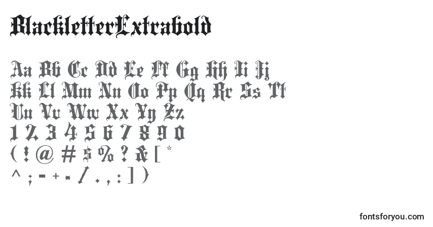 A fonte BlackletterExtrabold – alfabeto, números, caracteres especiais