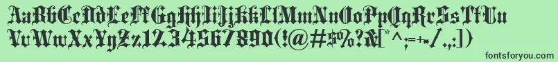 フォントBlackletterExtrabold – 緑の背景に黒い文字