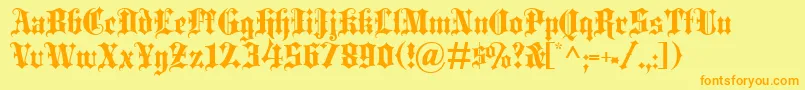 BlackletterExtrabold-Schriftart – Orangefarbene Schriften auf gelbem Hintergrund