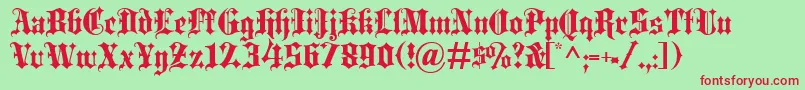 BlackletterExtrabold Font – Red Fonts on Green Background