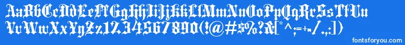 フォントBlackletterExtrabold – 青い背景に白い文字