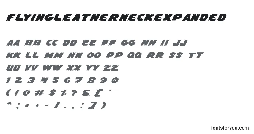 Czcionka FlyingLeatherneckExpanded – alfabet, cyfry, specjalne znaki