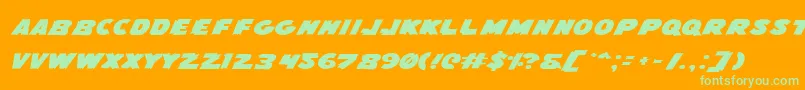 FlyingLeatherneckExpanded Font – Green Fonts on Orange Background