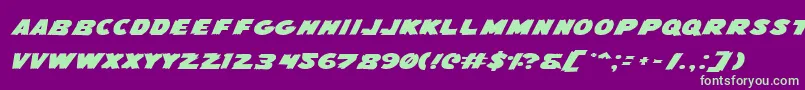 FlyingLeatherneckExpanded Font – Green Fonts on Purple Background