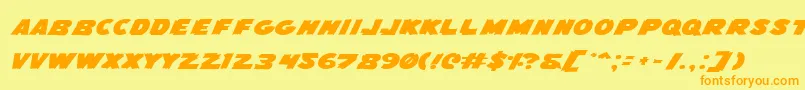 FlyingLeatherneckExpanded Font – Orange Fonts on Yellow Background