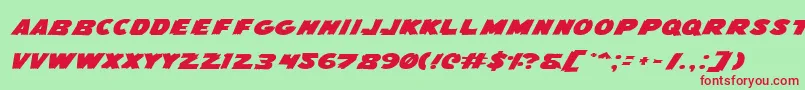 FlyingLeatherneckExpanded Font – Red Fonts on Green Background