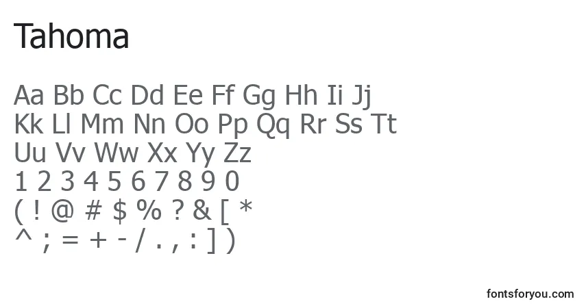 Fuente Tahoma - alfabeto, números, caracteres especiales