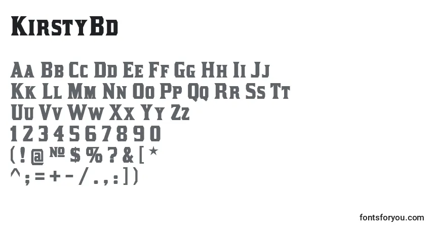 Шрифт KirstyBd – алфавит, цифры, специальные символы