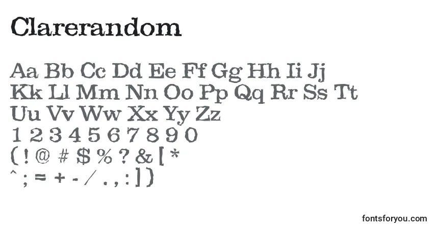 Clarerandom-fontti – aakkoset, numerot, erikoismerkit