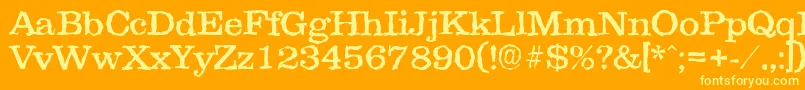 Więcej informacji o czcionce Clarerandom Czcionka Clarerandom – żółte czcionki na pomarańczowym tle