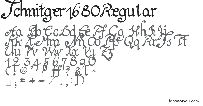 Czcionka Schnitger1680Regular – alfabet, cyfry, specjalne znaki