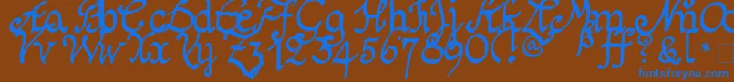 Więcej informacji o czcionce Schnitger1680Regular Czcionka Schnitger1680Regular – niebieskie czcionki na brązowym tle