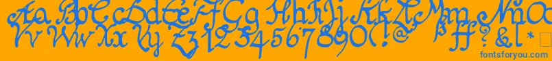 En savoir plus sur la police Schnitger1680Regular Police Schnitger1680Regular – polices bleues sur fond orange