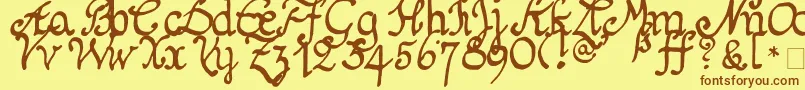 Schnitger1680Regular Font – Brown Fonts on Yellow Background