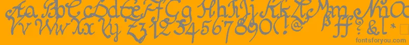 Saiba mais sobre a fonte Schnitger1680Regular Fonte Schnitger1680Regular – fontes cinzas em um fundo laranja