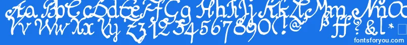 Schnitger1680Regular-Schriftart – Weiße Schriften auf blauem Hintergrund