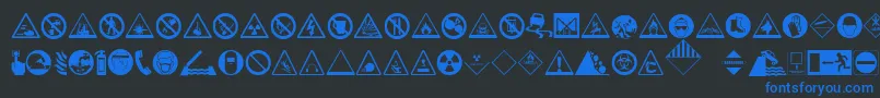 HazardSigns Font – Blue Fonts on Black Background