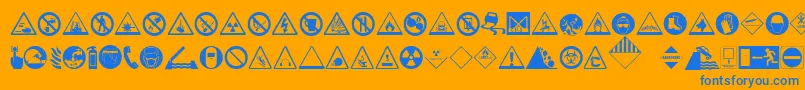 HazardSigns Font – Blue Fonts on Orange Background