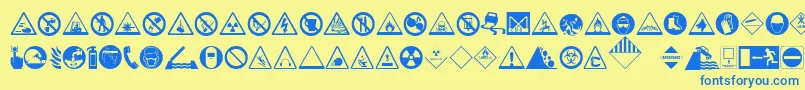 HazardSigns-Schriftart – Blaue Schriften auf gelbem Hintergrund