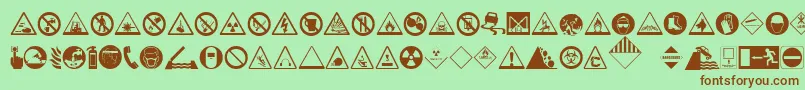 HazardSigns Font – Brown Fonts on Green Background