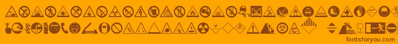 HazardSigns-Schriftart – Braune Schriften auf orangefarbenem Hintergrund