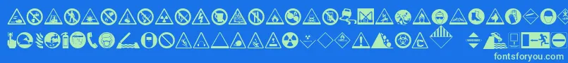 HazardSigns Font – Green Fonts on Blue Background