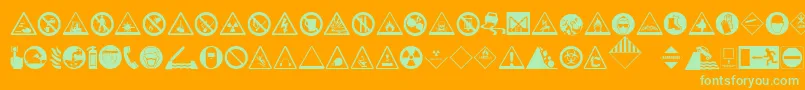 HazardSigns Font – Green Fonts on Orange Background