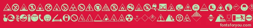 HazardSigns-Schriftart – Grüne Schriften auf rotem Hintergrund