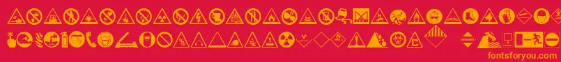 fuente HazardSigns – Fuentes Naranjas Sobre Fondo Rojo