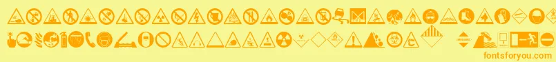 fuente HazardSigns – Fuentes Naranjas Sobre Fondo Amarillo