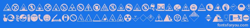 HazardSigns Font – Pink Fonts on Blue Background