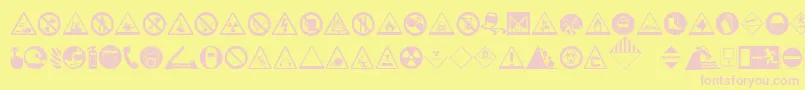 HazardSigns Font – Pink Fonts on Yellow Background