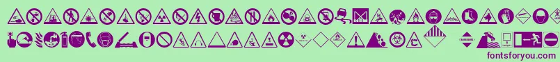 HazardSigns-Schriftart – Violette Schriften auf grünem Hintergrund