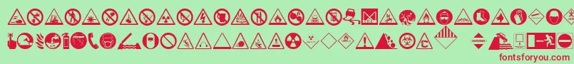 HazardSigns-Schriftart – Rote Schriften auf grünem Hintergrund