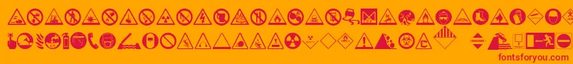 HazardSigns-Schriftart – Rote Schriften auf orangefarbenem Hintergrund