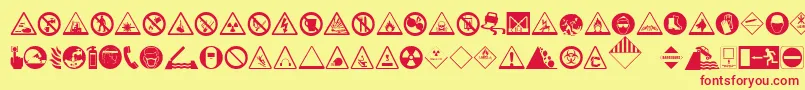 HazardSigns Font – Red Fonts on Yellow Background