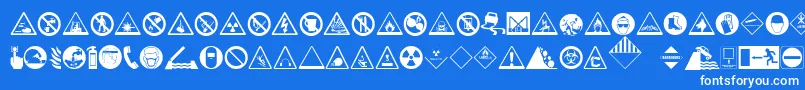 HazardSigns-Schriftart – Weiße Schriften auf blauem Hintergrund