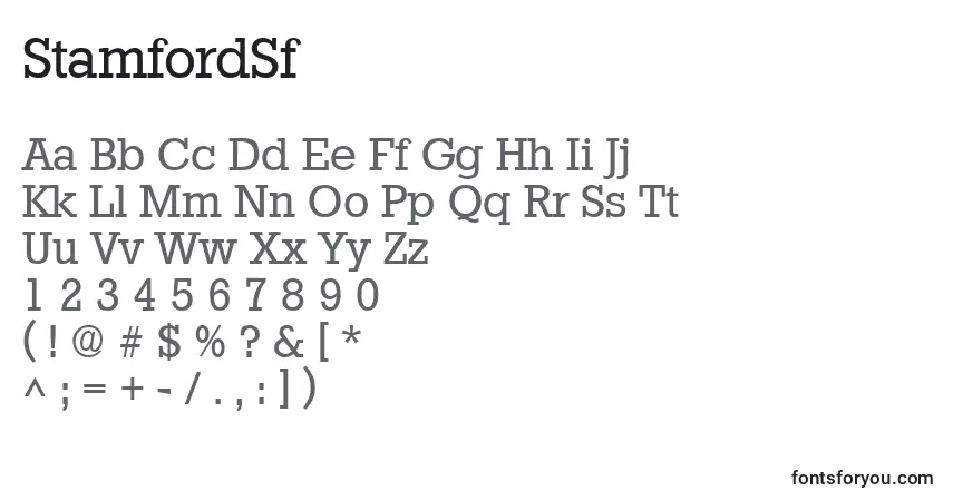 A fonte StamfordSf – alfabeto, números, caracteres especiais