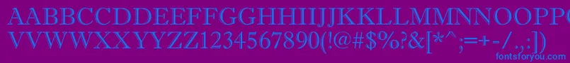 AAntiquetitulgr-Schriftart – Blaue Schriften auf violettem Hintergrund